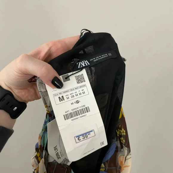 Zara Multicolor Floral Long Sleeve Retro Inspired Dress Size Medium - Picture 3 of 7